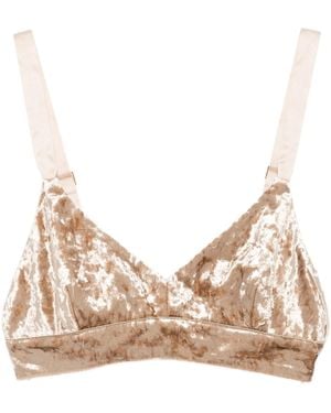 forte_forte Iridescent Stretch Velvet Bralette - Natural