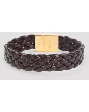 Bottega Veneta Pulsera De Cuero Intrecciato - Rojo