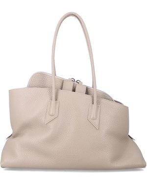The Attico La Passeggiata Medium Grainy Leather Tote - Natural