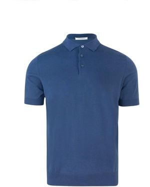 Paolo Pecora Polo Slim Con Bordi A Coste Blu - Blau