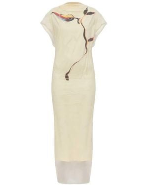 Sportmax Viale Printed Long Dress - White
