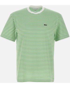 Lacoste Grün Gestreiftes Rundhals-T-Shirt