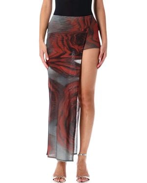 Jean Paul Gaultier Blurry Roses Tulle Skort - Red