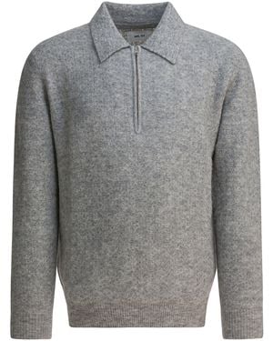 NN07 "Alfie" Alpaca Blend Polo Sweater - Gray