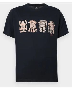 Paul Smith Herren Slim Fit T-Shirt Roboter - Schwarz