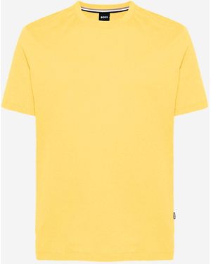 BOSS Cotton T Shirt With Logo - Yellow