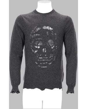 McQueen Knit Jumper Skull Punk Piercing - Grey