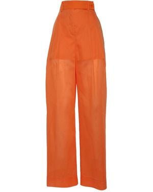 Alberta Ferretti Wide-Leg Pants With High Waist And Pleated Front - Orange