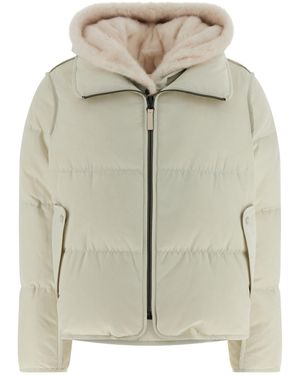 Army by Yves Salomon Fur Insert Cropped Down Jacket Puffer Jackets White - Grey