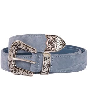 Claudio Orciani Textured Calf Ornate Belt - Blue