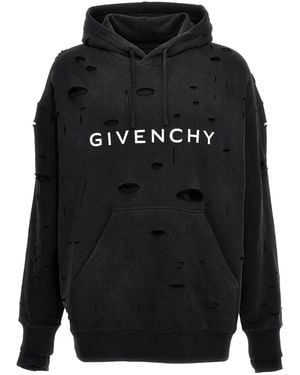 Givenchy Verlaufsschwarzer Und Weißer Baumwoll-Sweatshirt Mit Tränen