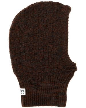 MM6 by Maison Martin Margiela Distressed Wool Balaclava - Bruin