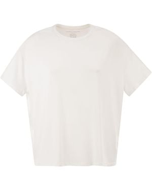 Majestic Stretch Viscose T-Shirt With Round Neckline - White