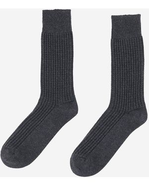 ANT45 Ribbed Cotton Socks With Logo - Blue