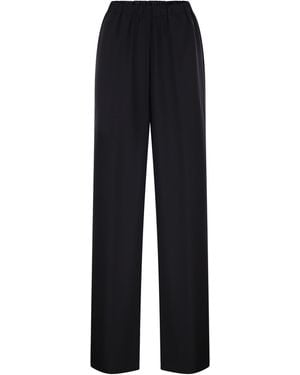 Fabiana Filippi Stretch-Wollhose mit weitem Bein und elastischem Bund - Blau