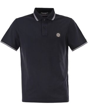 Stone Island Polo ajusté à manches courtes avec écusson boussole - Noir