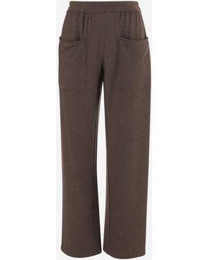 Giorgio Armani Pantalones elásticos de seda y cachemira - Marrón