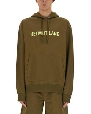Helmut Lang Crewneck Sweatshirt With Bold Logo Detail - Green