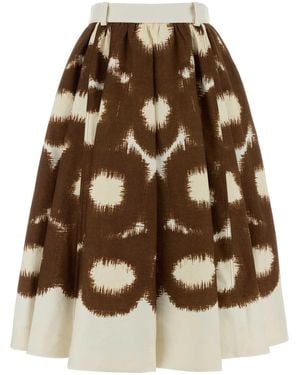 Prada Printed Cotton Skirt - Brown