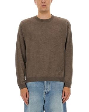 Moschino Wool And Silk Pullover Virgin Sweaters - Brown
