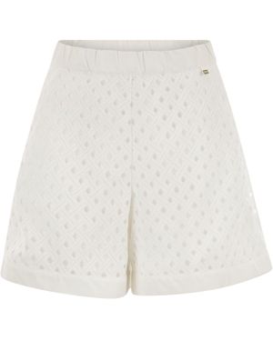 Herno Perforated Shorts With Geometric Shapes - White