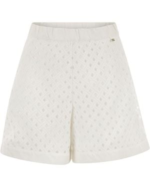 Herno Perforated Shorts With Geometric Shapes - White