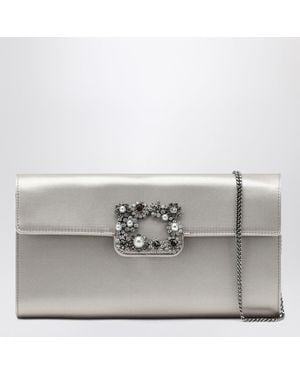 Roger Vivier Pearl Clutch Bag With Buckle - Gray