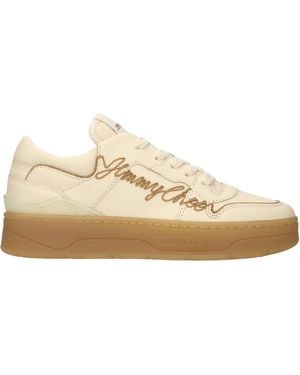 Jimmy Choo Sneakers Florent Donna Leder Beige/Ecru - Natur