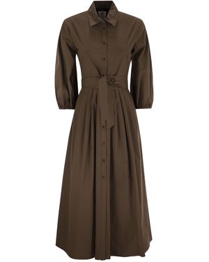 Twinset Wochenende Max Mara Kentia Cotton Chemisier Kleid - Braun