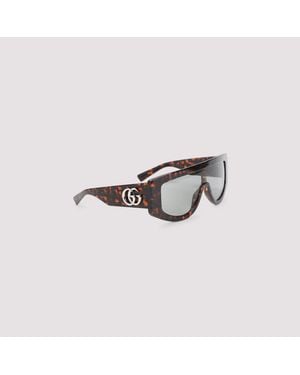 Gucci Accessoires ,Bruin ,Leer Rechthoekige Zonnebril - Wit