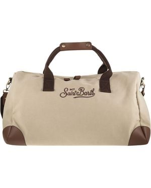 MC2 Saint Barth Canvas Weekend Duffle Bag With Leather Effect Details - Brown