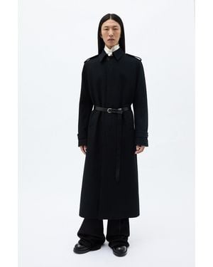 Ann Demeulemeester Wilmer Car Coat With Leather Belt Brushed Wool - Black