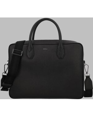 BOSS Structured Briefcase With Adjustable Shoulder Strap - Black