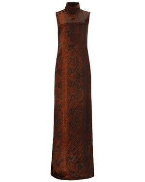 Jean Paul Gaultier Printed Turtle Neck Maxi Dress - Brown
