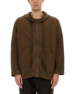 Uma Wang Oversized Zipper Hoodie - Brown