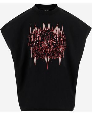 44 Label Group Printed Cotton Sleeveless T Shirt - Black