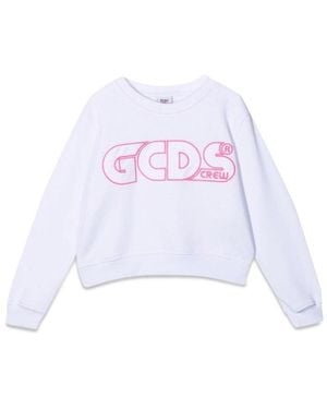 Gcds Sweatshirt Cropped Girl - White