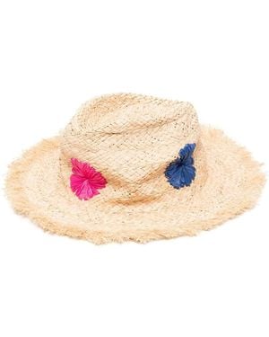 Paul Smith Floral-Embroidery Straw Hat - Pink