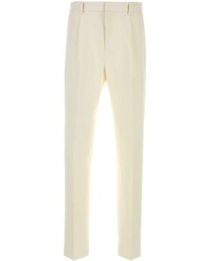Ferragamo Flat Front Trousers - Natural
