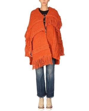 Stella McCartney Asymmetric Fringed Cardi-coat - Orange