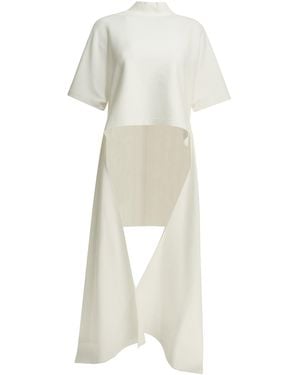 Alaïa Asymmetrical Mock Neck T-Shirt - White
