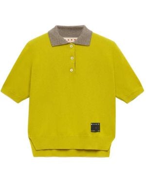Marni Cashmere Polo Shirt With Contrasting Collar - Yellow