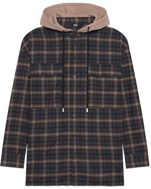 Gcds Kariertes Kapuzenhemd - Schwarz