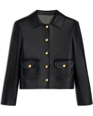 Celine Claudine Collar Lederjacke - Schwarz