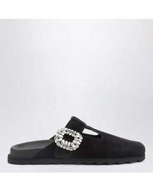 Roger Vivier Suede Mule Slidy Viv' - Black