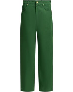 Max Mara Casual Cotton Linen Trousers - Green