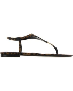 Saint Laurent Printed Fabric Cassandra Sandals - Black