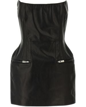 Magda Butrym Off-The-Shoulder Leather Mini Dress - Black