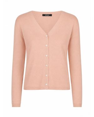 LA ROSE Strickjacke mit V-Ausschnitt - Pink