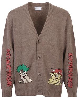 Edmmond Studios Wolle Mischung gegen Hals -Strickjacke - Braun